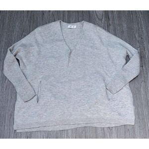 ARITZIA BABATON Light Gray Cropped Wool /Linen Blend 3/4 Sleeve Sweater XXS